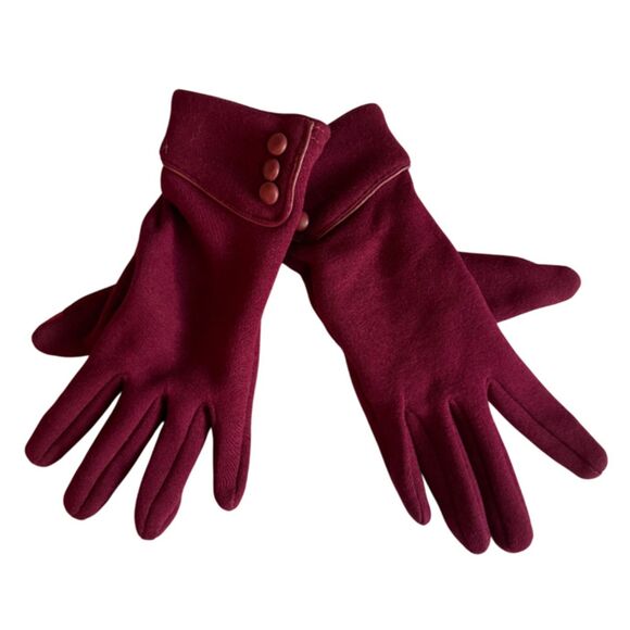 Burgundy Fashion Fleece Gloves Size One Size - Picture 2 of 6